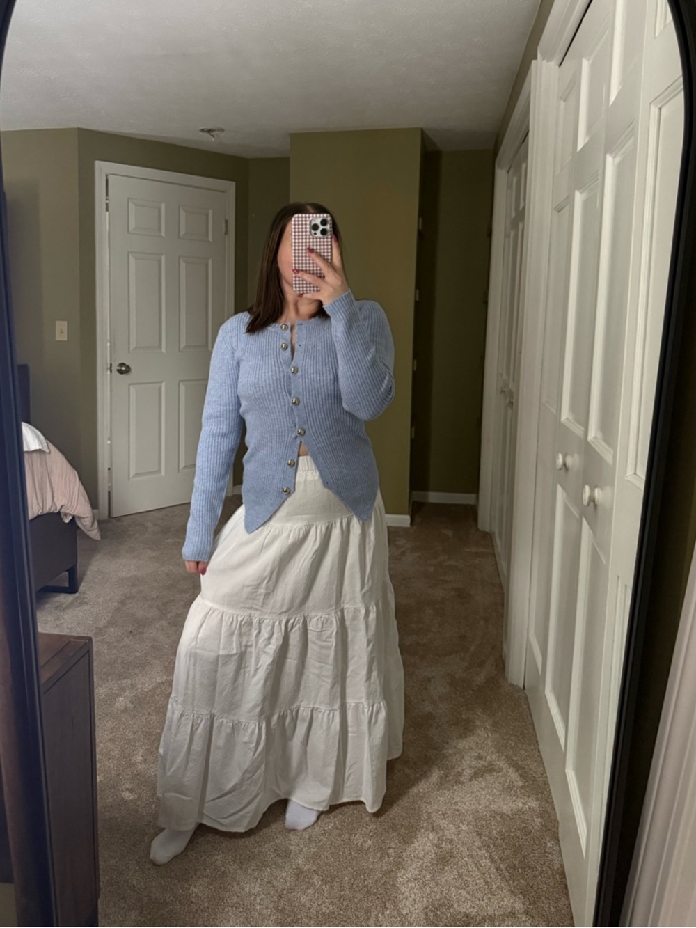 SHEIN White Elastic Waist Maxi Skirt